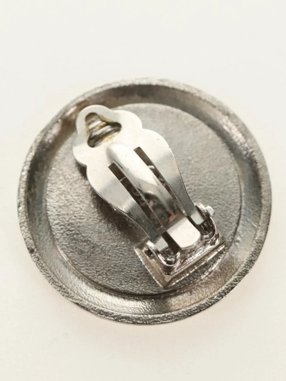 CHANEL COCO Mark Earring metal Silver tone CC Auth 183120M